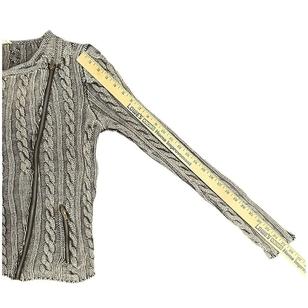 Tulle Women's Sweater M Chunky Cable Knit Fisherman Pullover Zipper Pockets - Picture 13 of 13